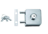 Fechamento de segurança dobro da porta de vidro de deslizamento de duas portas com o botão para a porta quadrada