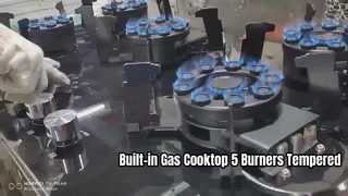 Cooktop a gás embutido, 5 queimadores, superfície de vidro temperado, ignição eletrônica, controle de botão mecânico, oi