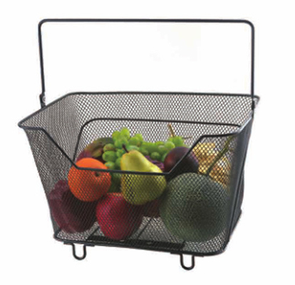 Moderno Cesto Lavável Metal Fio Negro Cesto Congelador Organizador Cesto de Armazenamento de Frutas Para Casa