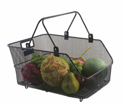 Moderno Cesto Lavável Metal Fio Negro Cesto Congelador Organizador Cesto de Armazenamento de Frutas Para Casa