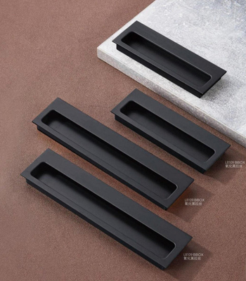 Grátis Alumínio de zinco Moderno de luxo Gabinete de cozinha Máquinas de manuseio Matt Ouro Preto Guarda-roupa Porta gaveta Móveis puxar Mão