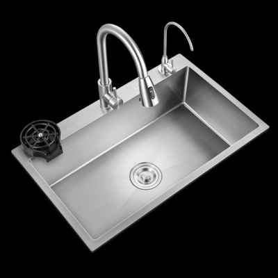 Largo Single Slot Multifunção Laveira Anti-Razão LED Digital Display Cascata de aço inoxidável Laveira de cozinha Com Copo Wa