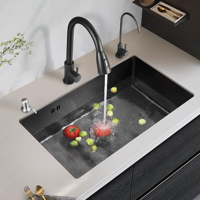 Largo Single Slot Multifunção Laveira Anti-Razão LED Digital Display Cascata de aço inoxidável Laveira de cozinha Com Copo Wa