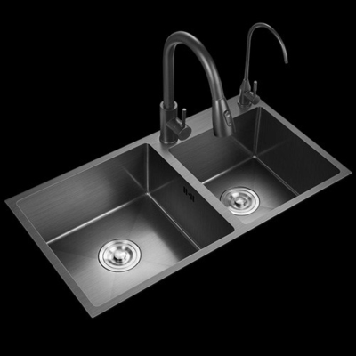 Atacado Design Simples Custom Moderno Retangular Metal Latão Cromo Dual Laveira de Cozinha Para Uso Doméstico
