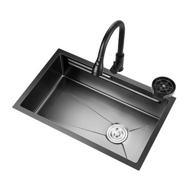 Lave de cozinha de aço inoxidável de 2024 com 2 teclas de piano, torneira de água de cascata, grande fenda biônica, fava de mel, lavagem preta, Ba