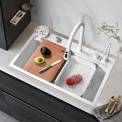 Venda Quente SUS304 201 Banheira única Laveira de cozinha de aço inoxidável Cor Primária 60*45cm Escovado Multi Manual