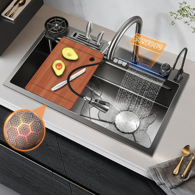 Venda Quente SUS304 201 Banheira única Laveira de cozinha de aço inoxidável Cor Primária 60*45cm Escovado Multi Manual