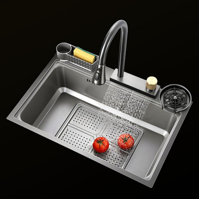 Venda Quente SUS304 201 Banheira única Laveira de cozinha de aço inoxidável Cor Primária 60*45cm Escovado Multi Manual