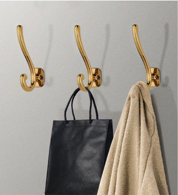 Modern Gold Black Cloth Coat Wall Hooks Hangers Heavy Duty Zinc Alloy Metal Parede montada com duas pontas