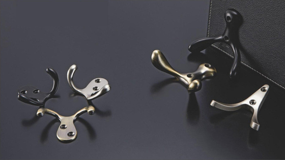 Modern Gold Black Cloth Coat Wall Hooks Hangers Heavy Duty Zinc Alloy Metal Parede montada com duas pontas