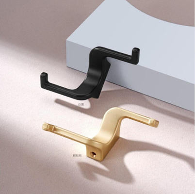 Modern Gold Black Cloth Coat Wall Hooks Hangers Heavy Duty Zinc Alloy Metal Parede montada com duas pontas