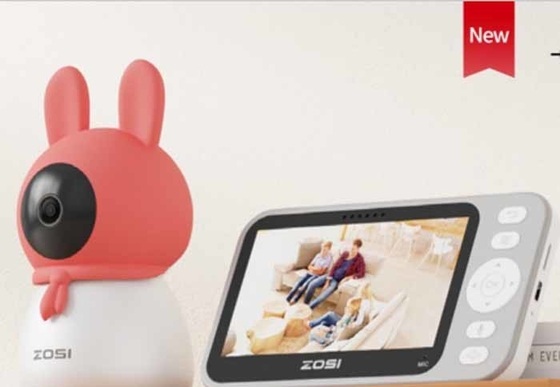 Monitor de bebê inteligente sem fio de 5 polegadas de alta qualidade com visão noturna de 2 vias de áudio Pan Tilt Zoom Sensor de temperatura embutido