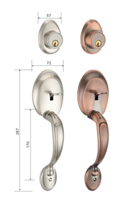 Porta hexagonal clássica de bronze amarelo fechadura de porta de quarto fechadura de corpo dividido fechadura de madeira
