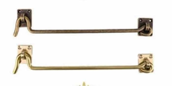 Gancho de fixação de janela de madeira à moda antiga com gancho de janela de latão Hasp Buckle Rod de suporte à prova de vento para acessórios de janela de porta chinesa