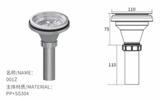 Moderno de alta qualidade Single Cup Stainless Sink Drainer para cozinha Sink Drainage Tubo Lava Jato Bacia de Resíduos Drainage Produto Grosso
