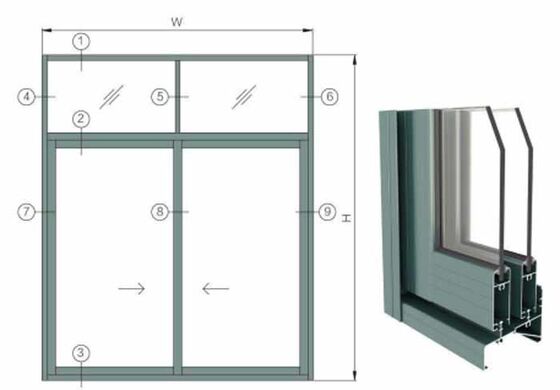 Último design de perfil de alumínio de trilho único temperado com isolamento acústico e vidro duplo