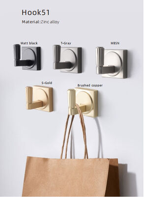 Ganchos de Parede Minimalistas de Metal Autoadesivos à Prova d'Água Gancho Único para Roupas Design Quadrado e Redondo de 4,5cm