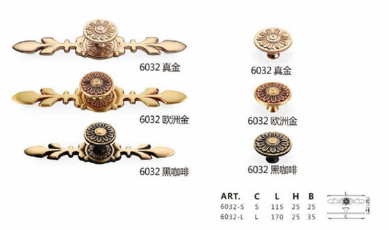 Botões martelados de bronze modernos luxuosos do hardware da cozinha para o armário